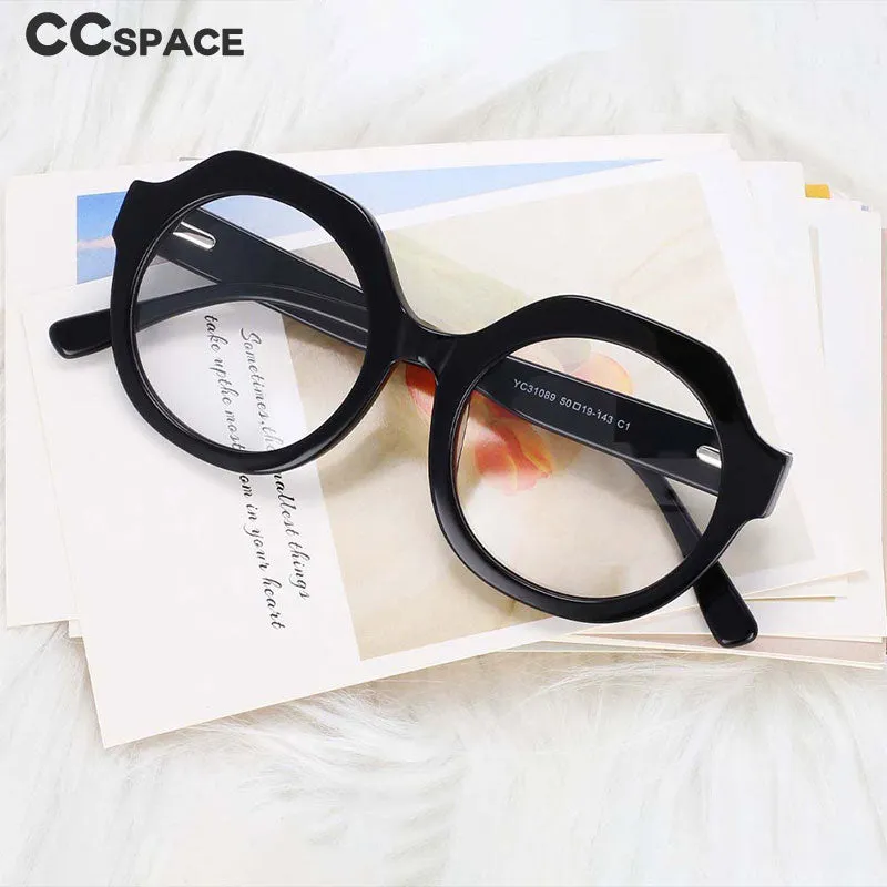 CCspace Unisex Full Rim Round Cat Eye Acetate Frame Eyeglasses 54058