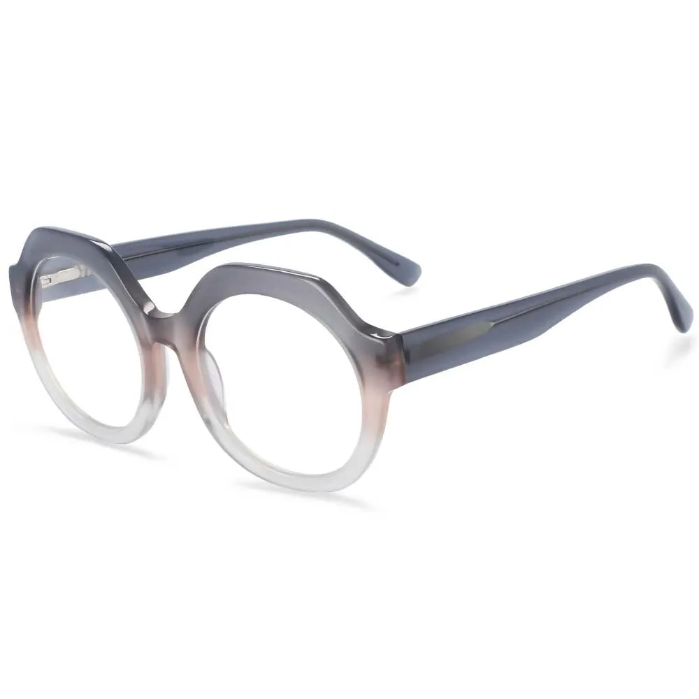 CCspace Unisex Full Rim Round Cat Eye Acetate Frame Eyeglasses 54058