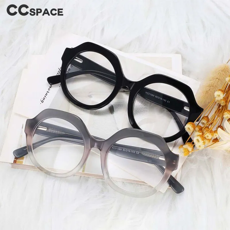 CCspace Unisex Full Rim Round Cat Eye Acetate Frame Eyeglasses 54058