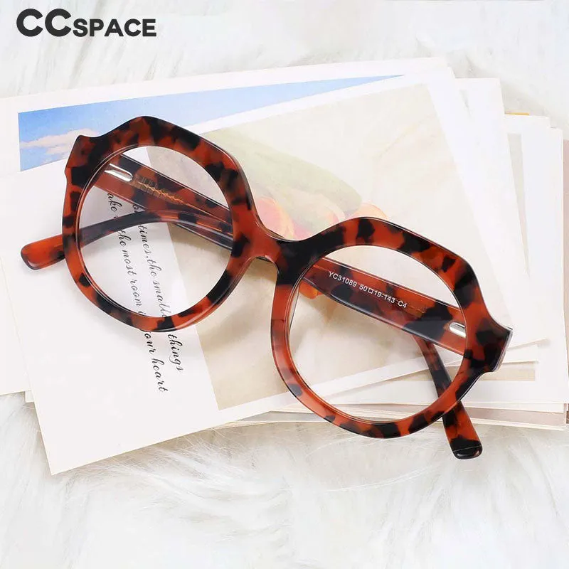 CCspace Unisex Full Rim Round Cat Eye Acetate Frame Eyeglasses 54058