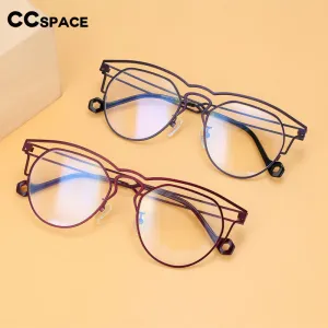 CCspace Unisex Full Rim Round Double Bridge Titanium Eyeglasses 55522