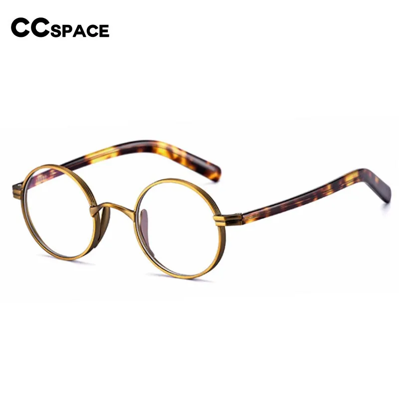 CCspace Unisex Full Rim Round Titanium Acetate Alloy Frame Eyeglasses 54604