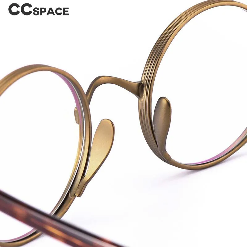 CCspace Unisex Full Rim Round Titanium Acetate Alloy Frame Eyeglasses 54604