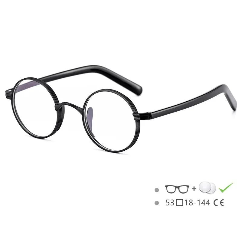 CCspace Unisex Full Rim Round Titanium Acetate Alloy Frame Eyeglasses 54604