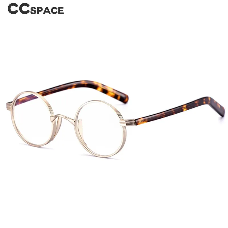 CCspace Unisex Full Rim Round Titanium Acetate Alloy Frame Eyeglasses 54604