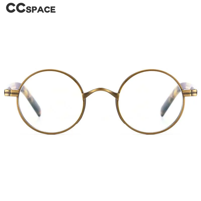 CCspace Unisex Full Rim Round Titanium Acetate Alloy Frame Eyeglasses 54604