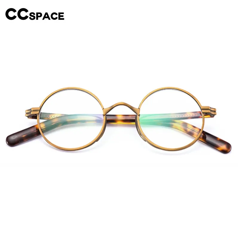 CCspace Unisex Full Rim Round Titanium Acetate Alloy Frame Eyeglasses 54604