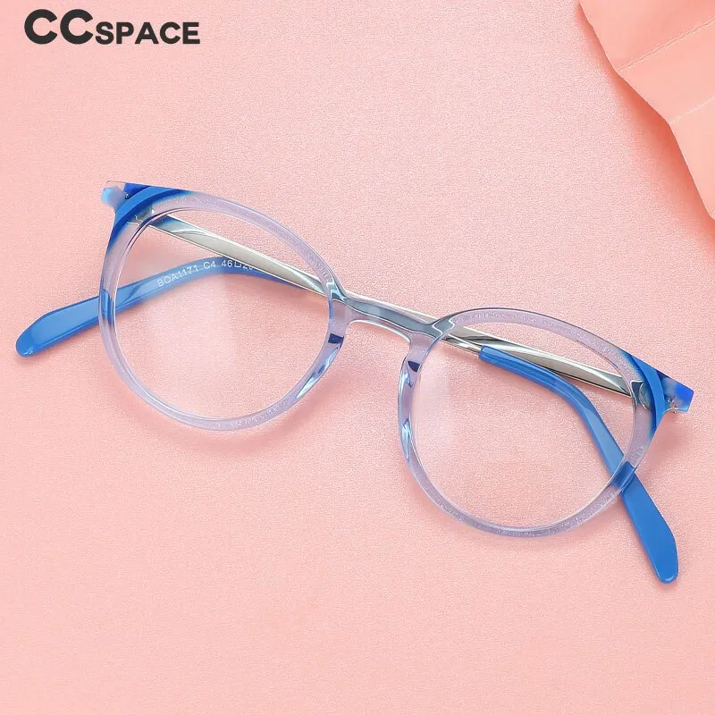 CCspace Unisex Full Rim Small Round Acetate Eyeglasses 55912