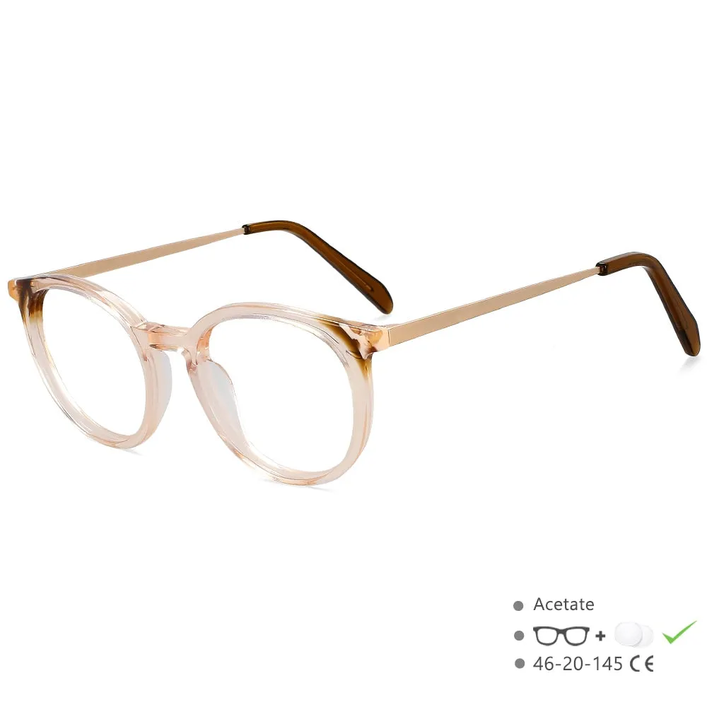 CCspace Unisex Full Rim Small Round Acetate Eyeglasses 55912