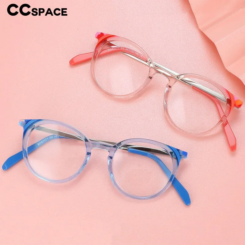 CCspace Unisex Full Rim Small Round Acetate Eyeglasses 55912