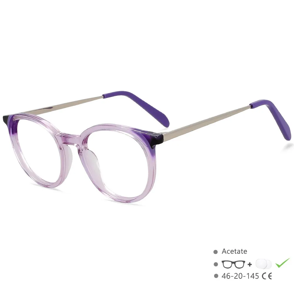 CCspace Unisex Full Rim Small Round Acetate Eyeglasses 55912