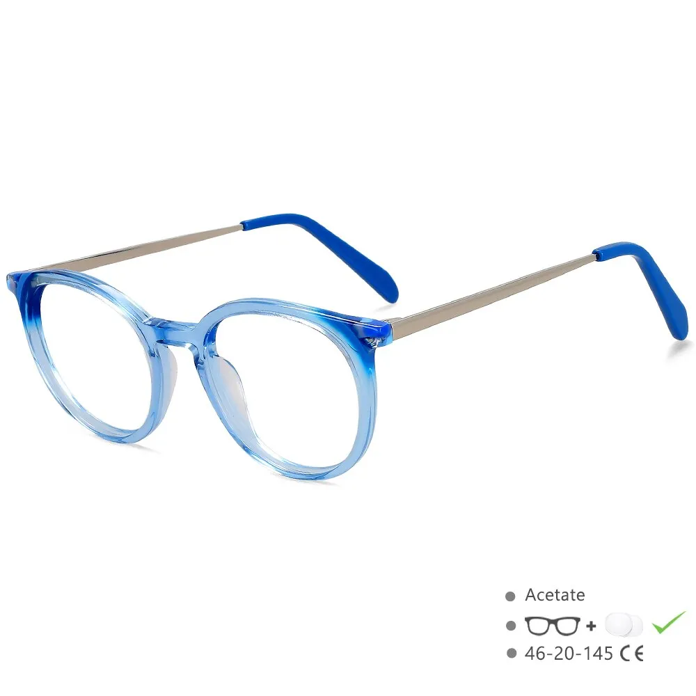 CCspace Unisex Full Rim Small Round Acetate Eyeglasses 55912