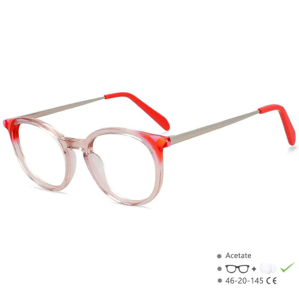 CCspace Unisex Full Rim Small Round Acetate Eyeglasses 55912