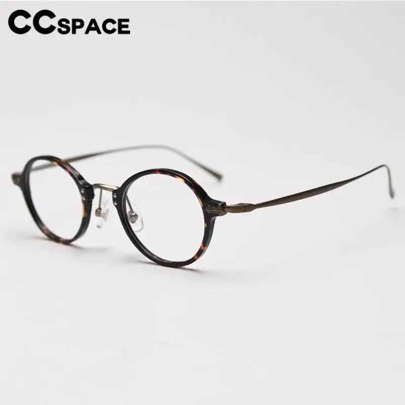 CCspace Unisex Full Rim Small Round Acetate Eyeglasses 57268