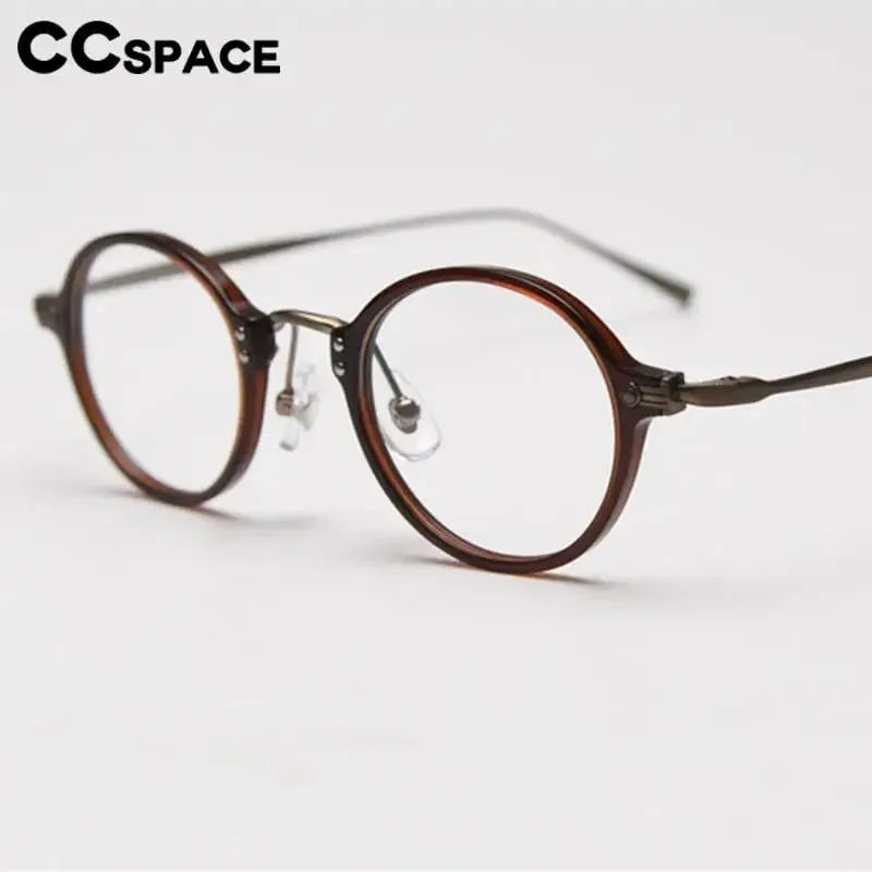 CCspace Unisex Full Rim Small Round Acetate Eyeglasses 57268