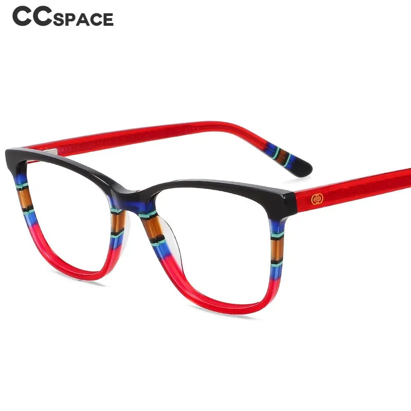 CCspace Unisex Full Rim Square Acetate Eyeglasses 55614