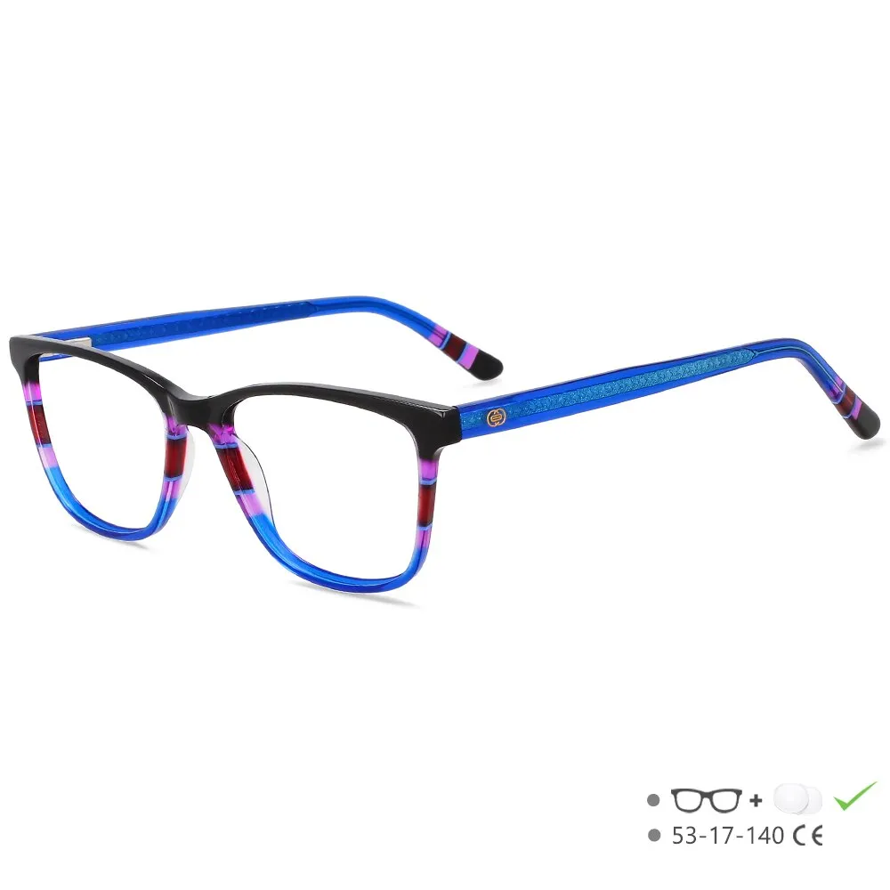 CCspace Unisex Full Rim Square Acetate Eyeglasses 55614