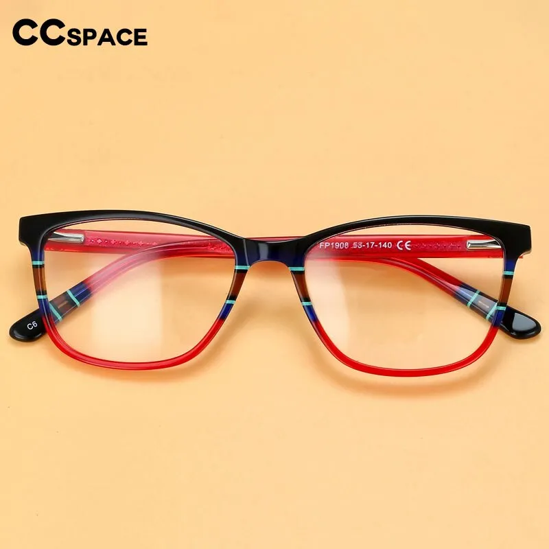 CCspace Unisex Full Rim Square Acetate Eyeglasses 55614