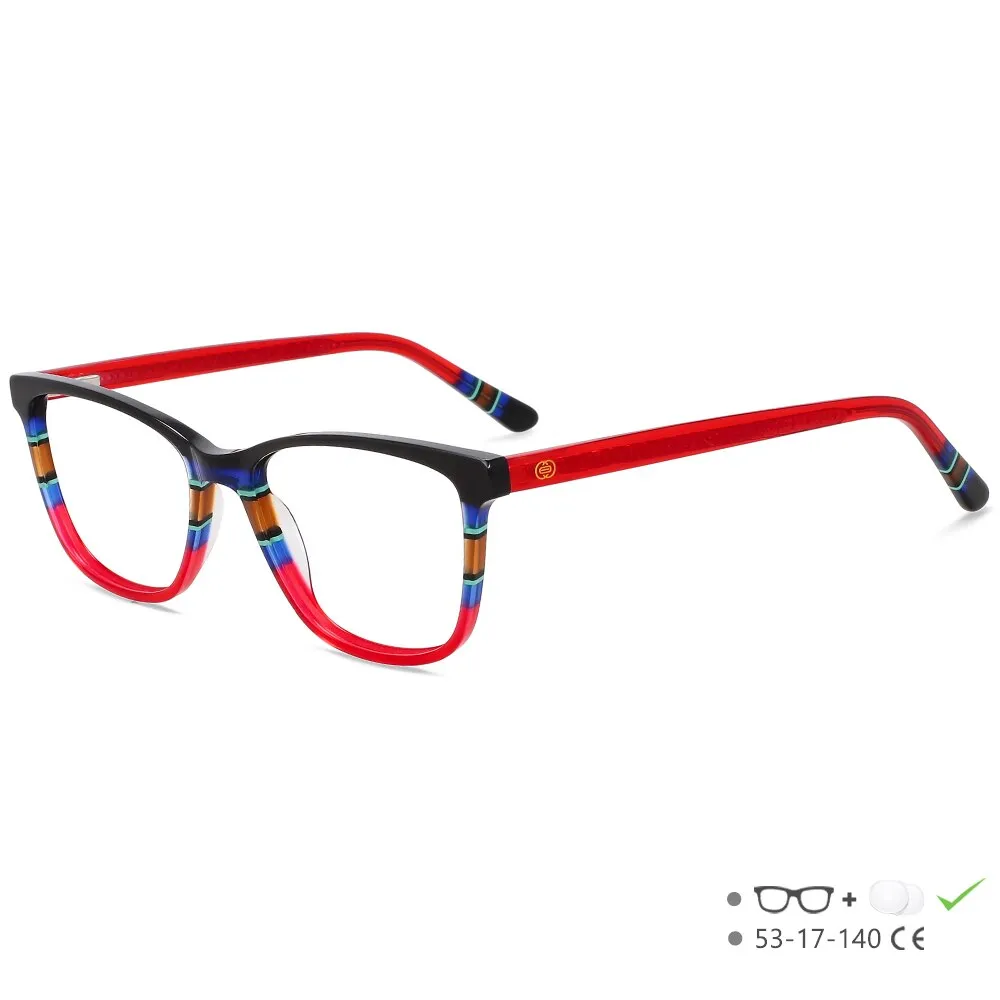 CCspace Unisex Full Rim Square Acetate Eyeglasses 55614