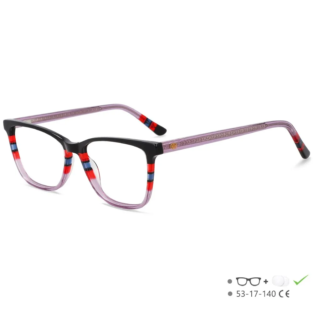 CCspace Unisex Full Rim Square Acetate Eyeglasses 55614