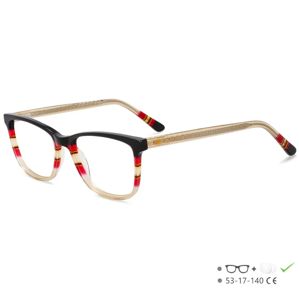 CCspace Unisex Full Rim Square Acetate Eyeglasses 55614