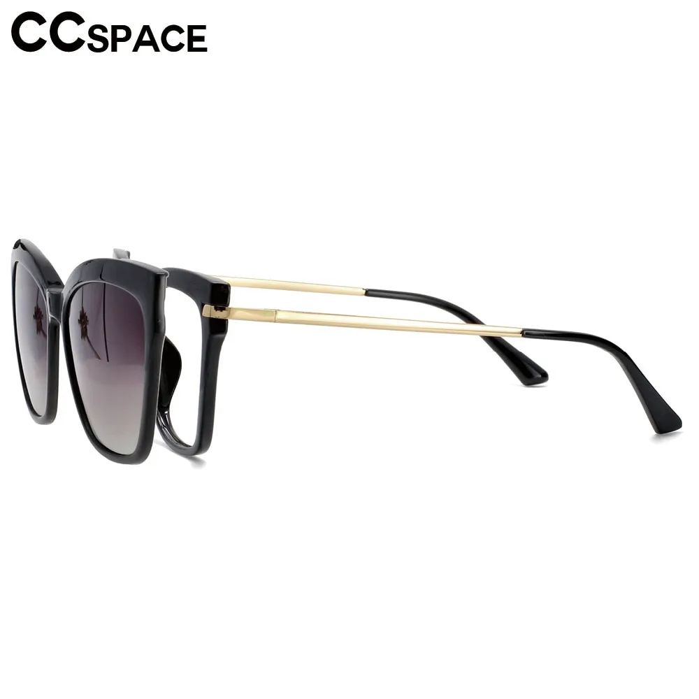 CCspace Unisex Full Rim Square Cat Eye Tr 90 Titanium Eyeglasses Clip On Sunglasses 53684