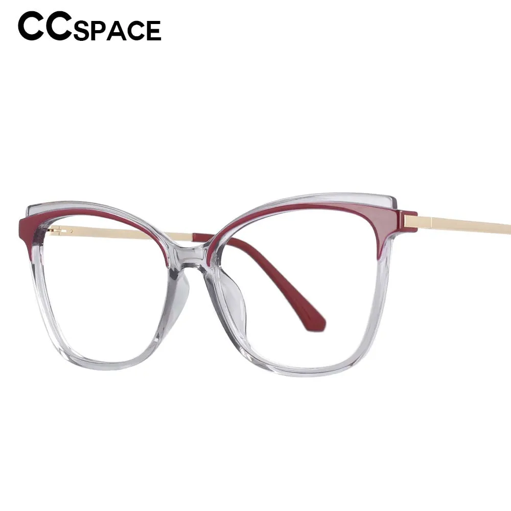 CCspace Unisex Full Rim Square Cat Eye Tr 90 Titanium Frame Eyeglasses 53109