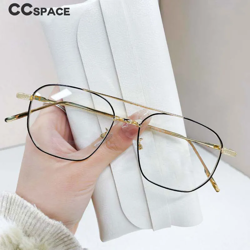 CCspace Unisex Full Rim Square Double Bridge Alloy Eyeglasses 55896