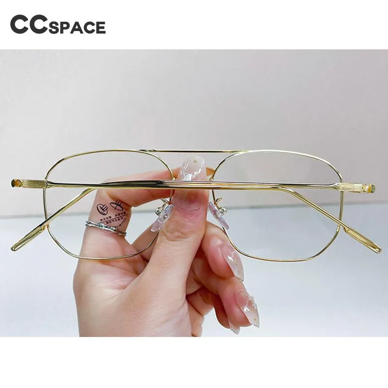 CCspace Unisex Full Rim Square Double Bridge Alloy Eyeglasses 55896