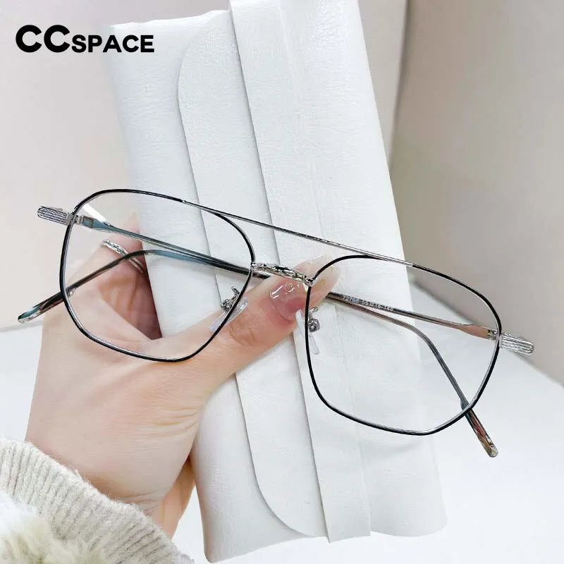 CCspace Unisex Full Rim Square Double Bridge Alloy Eyeglasses 55896