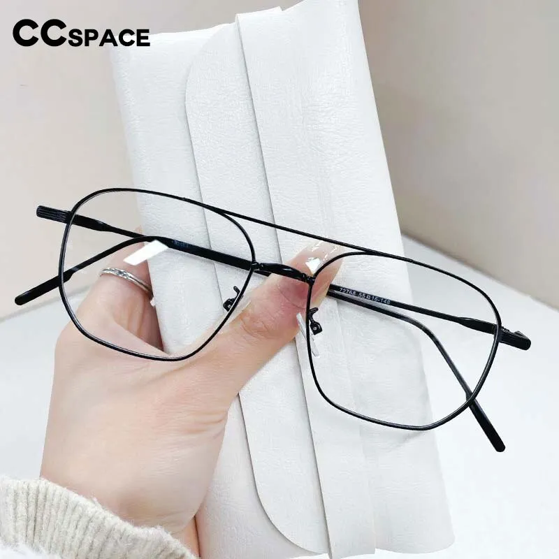 CCspace Unisex Full Rim Square Double Bridge Alloy Eyeglasses 55896