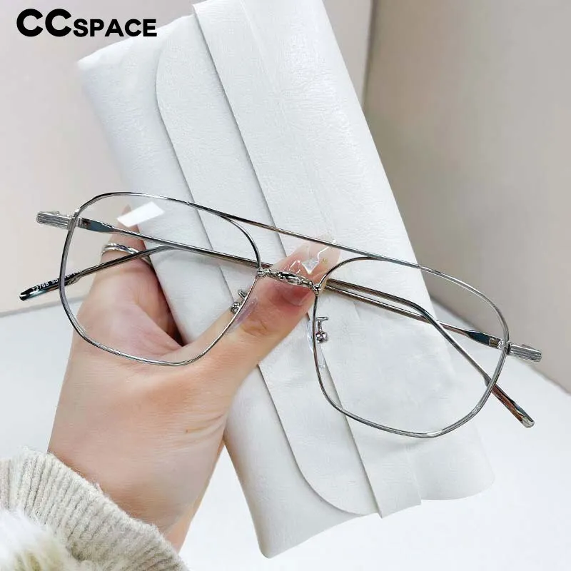 CCspace Unisex Full Rim Square Double Bridge Alloy Eyeglasses 55896