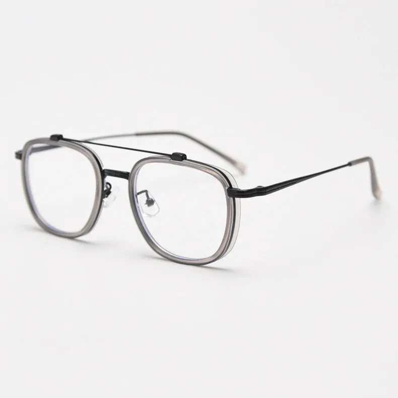 CCspace Unisex Full Rim Square Double Bridge Alloy Eyeglasses 57049