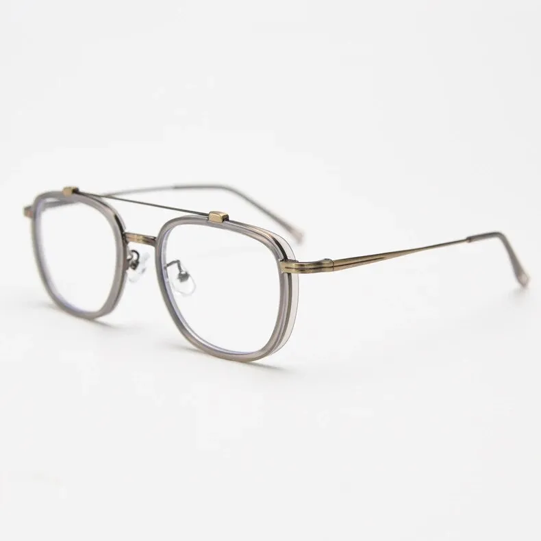 CCspace Unisex Full Rim Square Double Bridge Alloy Eyeglasses 57049