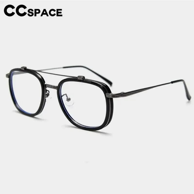 CCspace Unisex Full Rim Square Double Bridge Alloy Eyeglasses 57049