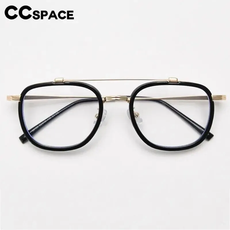 CCspace Unisex Full Rim Square Double Bridge Alloy Eyeglasses 57049