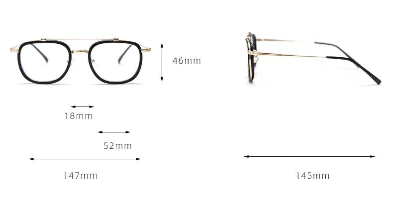 CCspace Unisex Full Rim Square Double Bridge Alloy Eyeglasses 57049