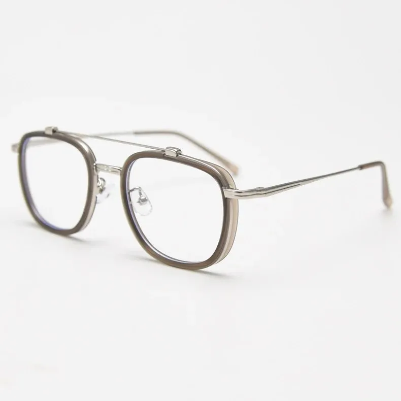 CCspace Unisex Full Rim Square Double Bridge Alloy Eyeglasses 57049