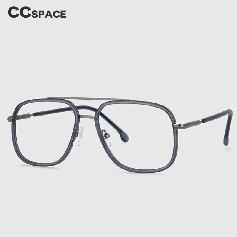 CCspace Unisex Full Rim Square Double Bridge Tr 90 Titanium Frame Eyeglasses 53947