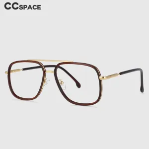 CCspace Unisex Full Rim Square Double Bridge Tr 90 Titanium Frame Eyeglasses 53947