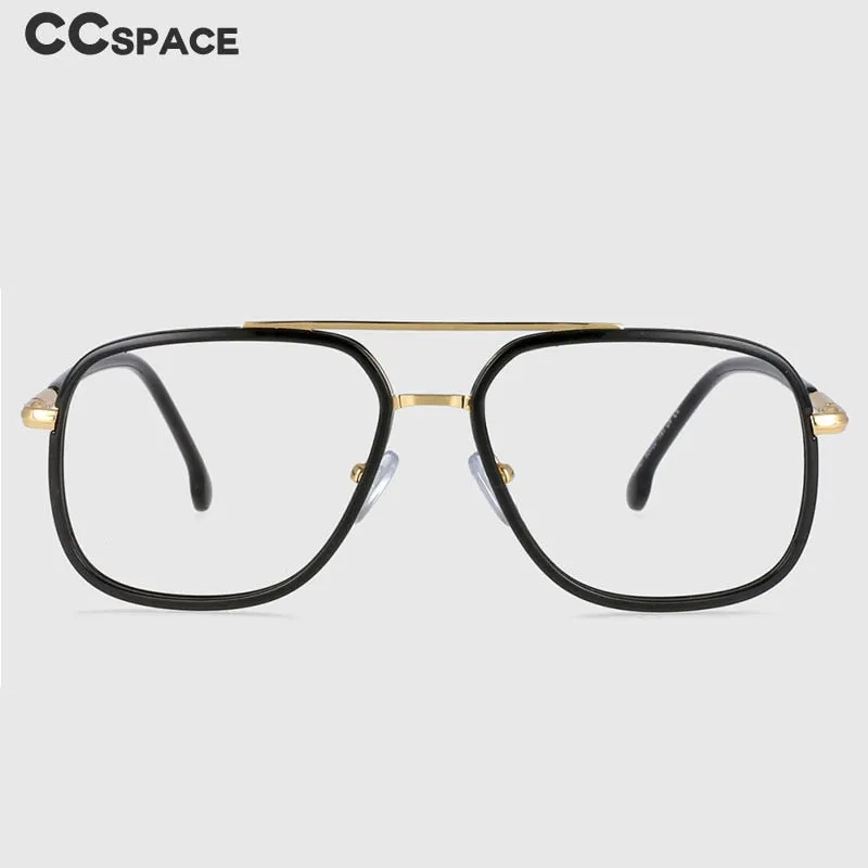 CCspace Unisex Full Rim Square Double Bridge Tr 90 Titanium Frame Eyeglasses 53947