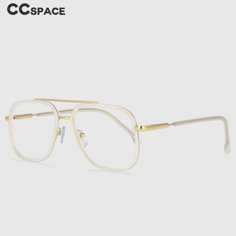 CCspace Unisex Full Rim Square Double Bridge Tr 90 Titanium Frame Eyeglasses 53947