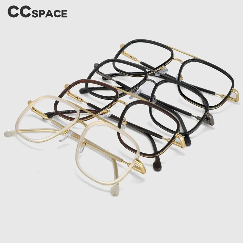 CCspace Unisex Full Rim Square Double Bridge Tr 90 Titanium Frame Eyeglasses 53947