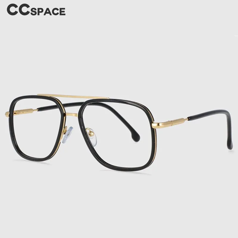 CCspace Unisex Full Rim Square Double Bridge Tr 90 Titanium Frame Eyeglasses 53947