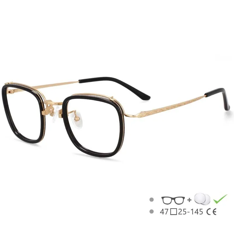 CCspace Unisex Square Full-Rim TR90 Titanium Eyeglasses, Model 55226