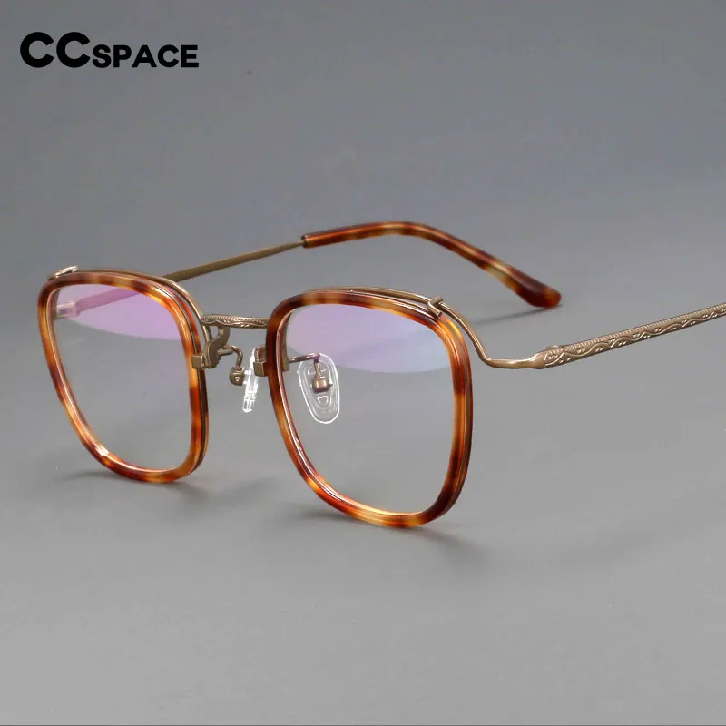 CCspace Unisex Square Full-Rim TR90 Titanium Eyeglasses, Model 55226