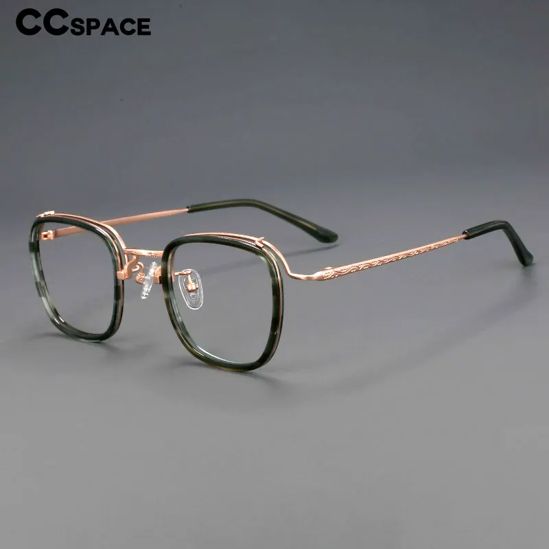 CCspace Unisex Square Full-Rim TR90 Titanium Eyeglasses, Model 55226