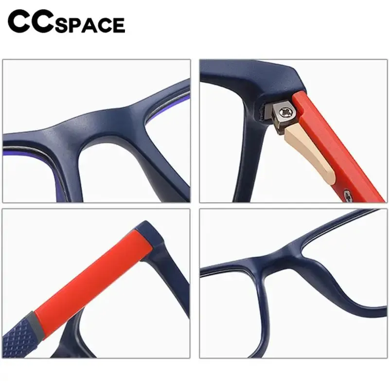 CCspace Unisex Full Rim Square Tr 90 Titanium Eyeglasses 57307