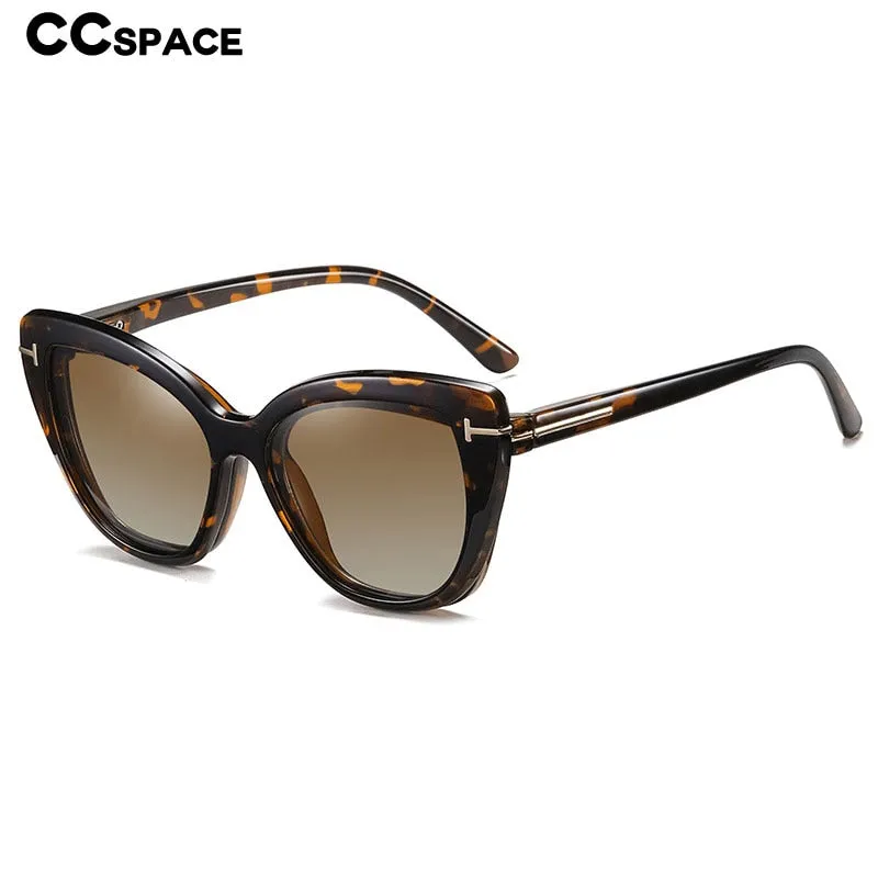 CCspace Unisex Full Rim Square Tr 90 Titanium Eyeglasses With Clip On Polarized Sunglasses 53374