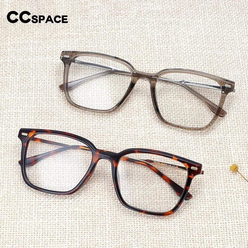 CCspace Unisex Full Rim Square Tr 90 Titanium Frame Eyeglasses 54254